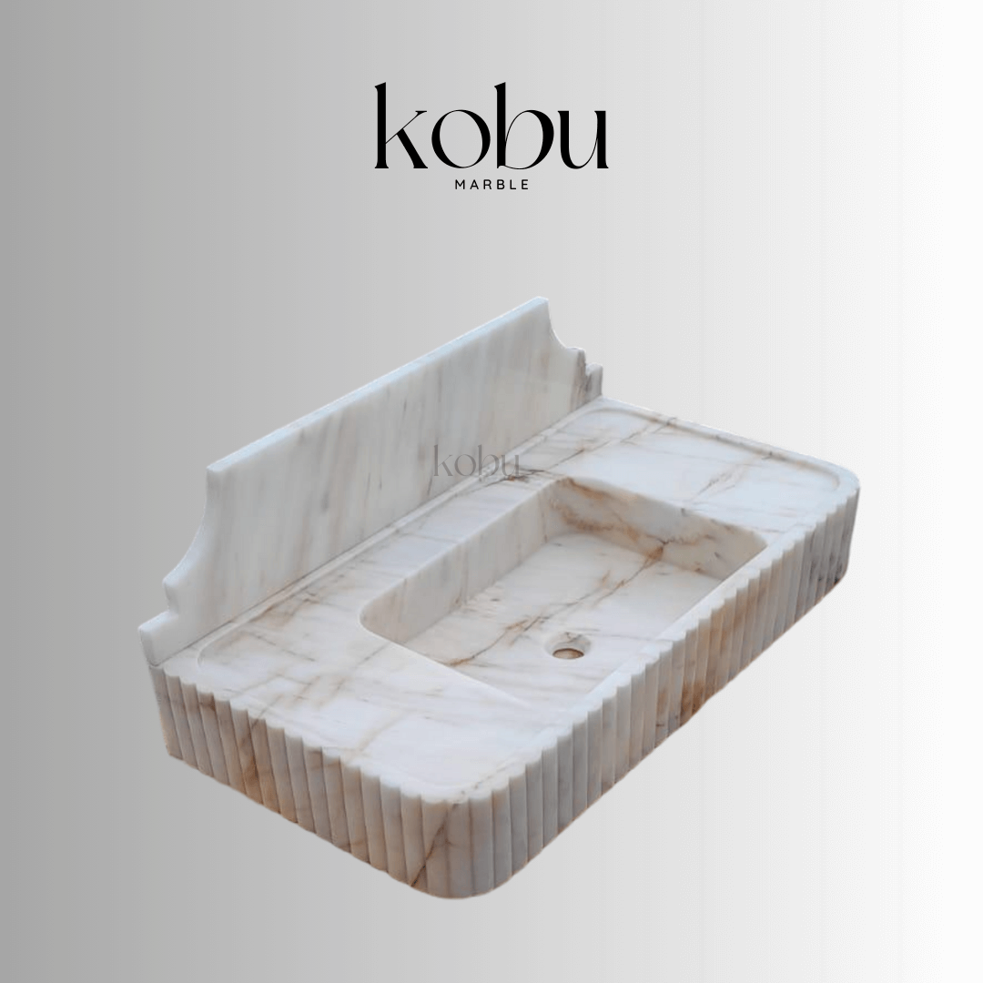 30" Afyon Sugar Fluted Marble Sink
