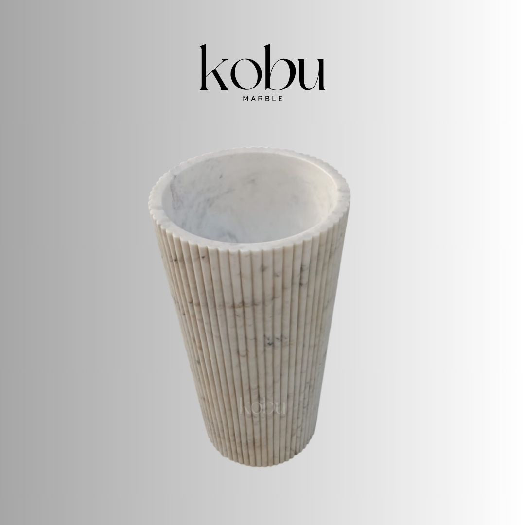 Calacatta Viola Fluted Pedestal Sink