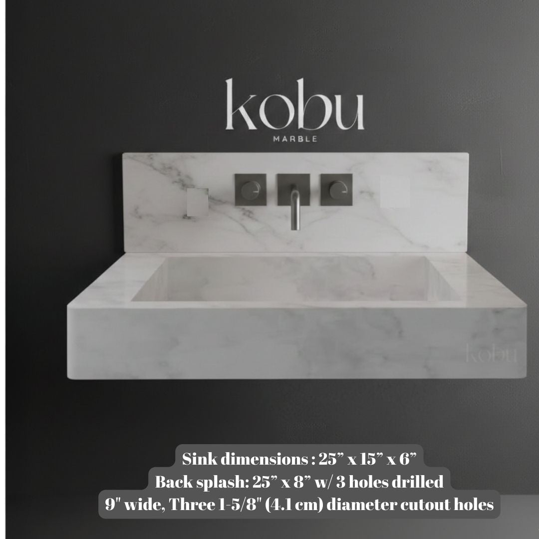 Custom Carrara Marble Sink- 25"