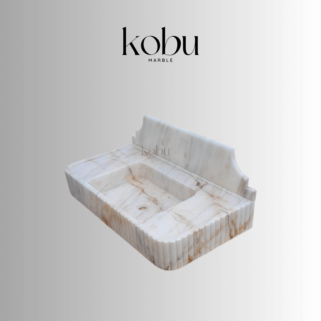 30" Afyon Sugar Fluted Marble Sink
