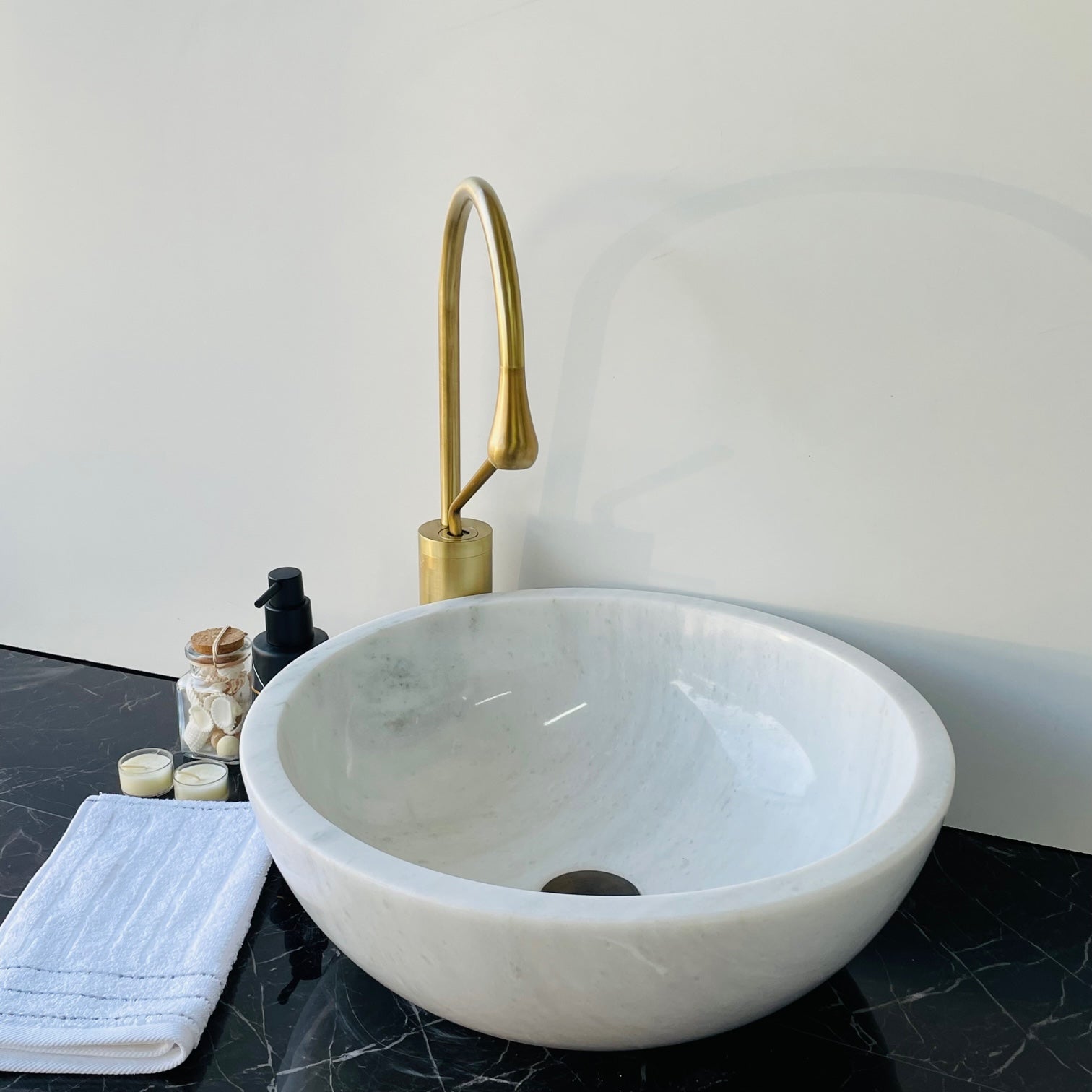 White Marble Oval Sink