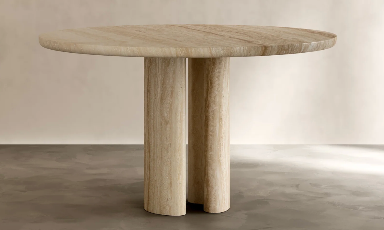 CUSTOM ROUND TRAVERTINE TABLE
