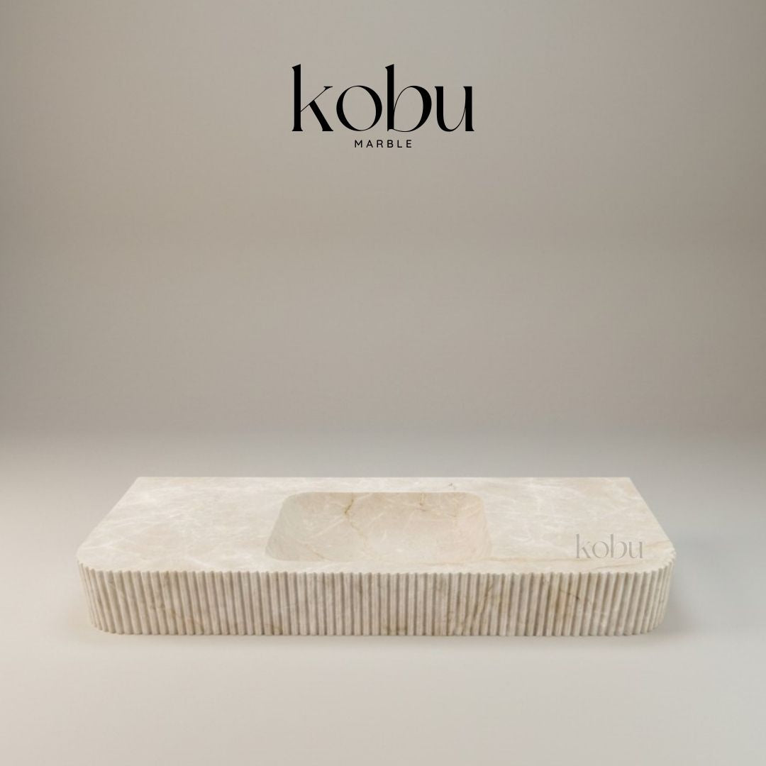 luxury beige marble floating bathroom sink