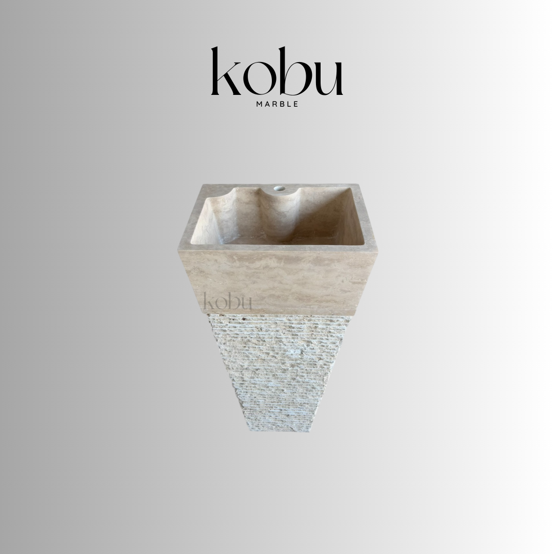 Handcrafted Travertine Pedestal Sink – Enhance Your Bathroom Design