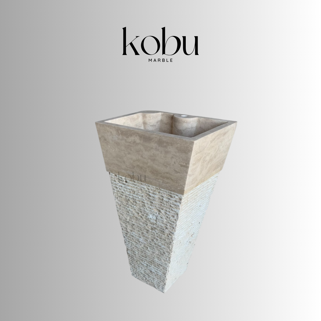 Handcrafted Travertine Pedestal Sink – Enhance Your Bathroom Design
