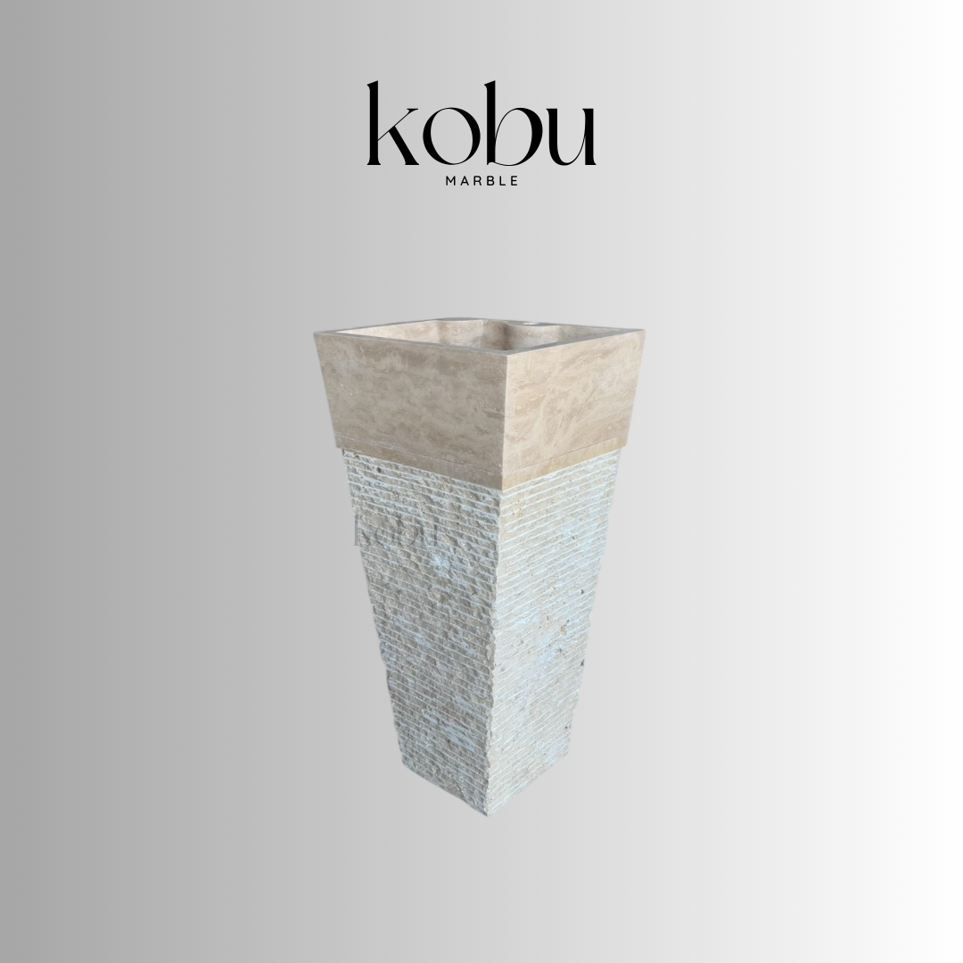 Handcrafted Travertine Pedestal Sink – Enhance Your Bathroom Design