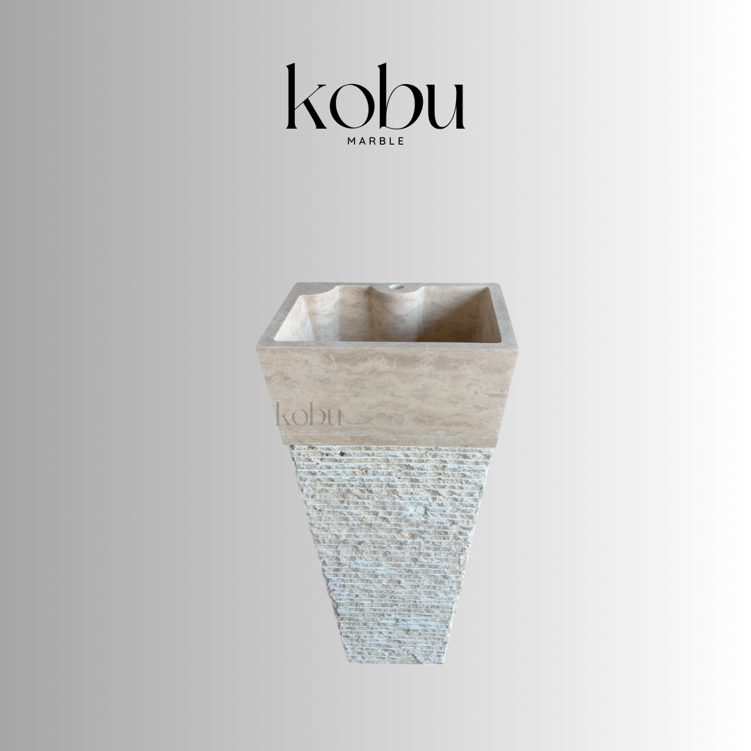 Handcrafted Travertine Pedestal Sink – Enhance Your Bathroom Design