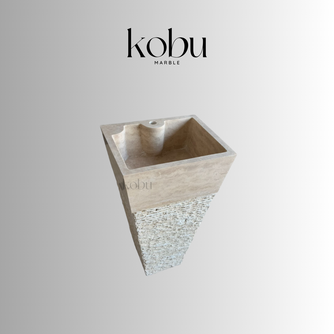 Handcrafted Travertine Pedestal Sink – Enhance Your Bathroom Design