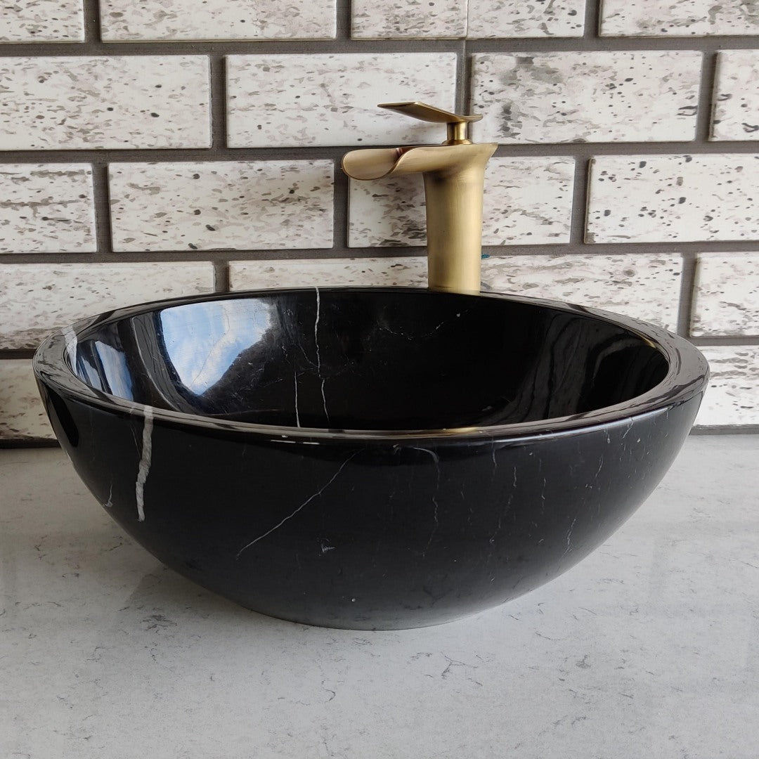Nero Marquina Oval Marble Sink