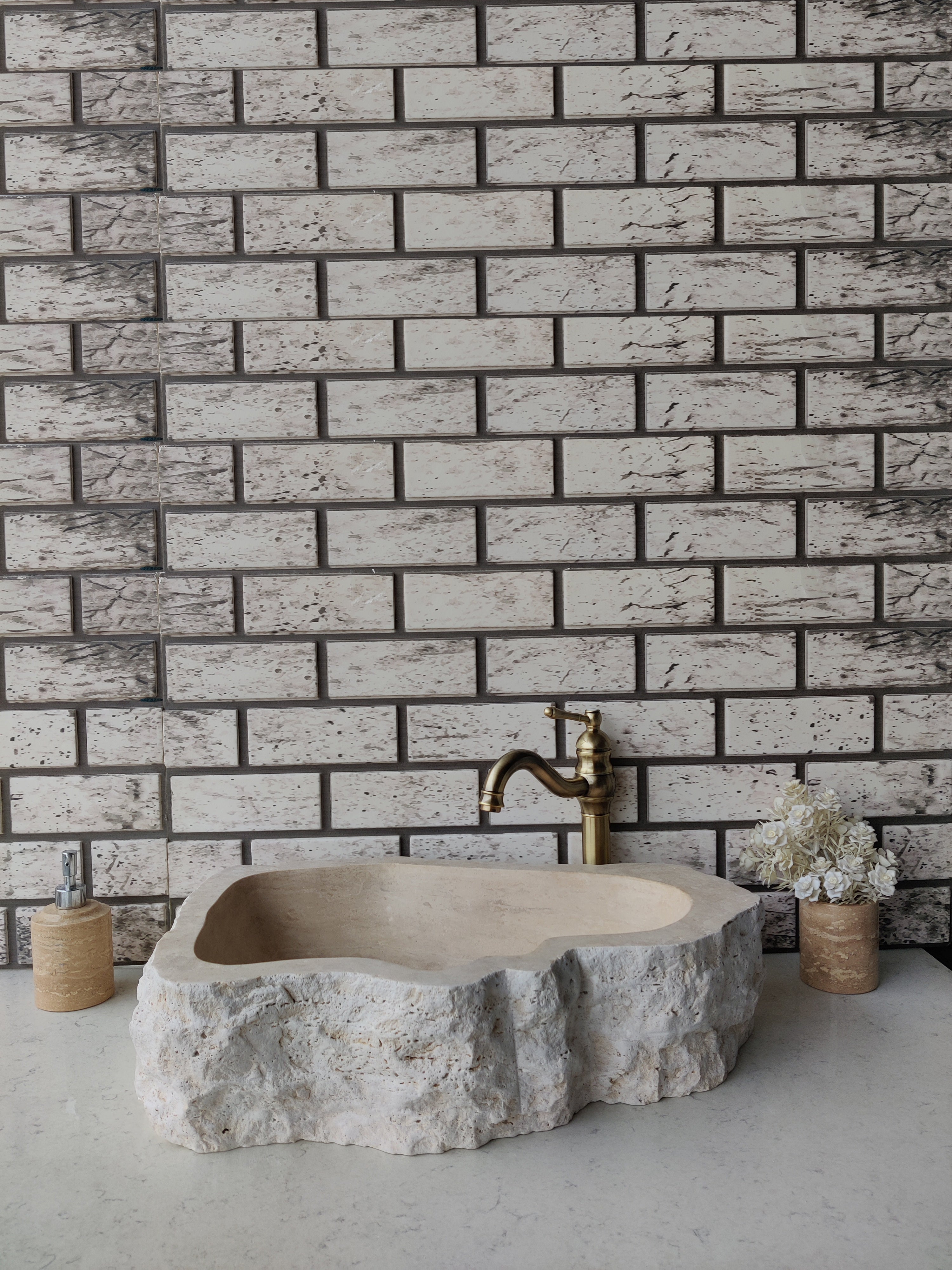 Stone Bathroom Sink Chiseled Travertine Ellipse Bathroom Sink