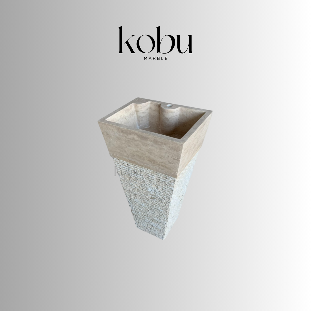 Handcrafted Travertine Pedestal Sink – Enhance Your Bathroom Design