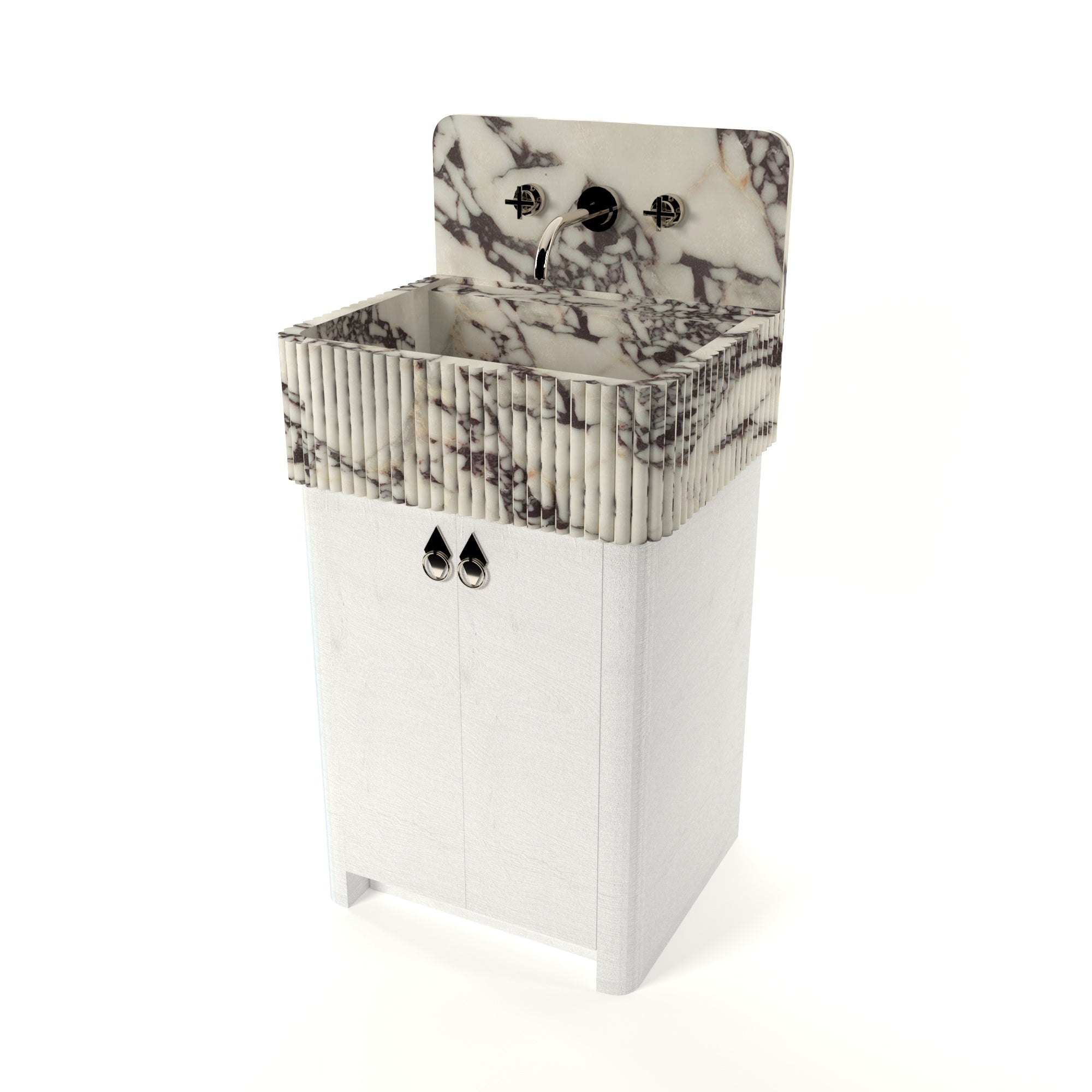 Custom 34"& 22" Calacatta Viola Marble Sink, Wallmounted Sink