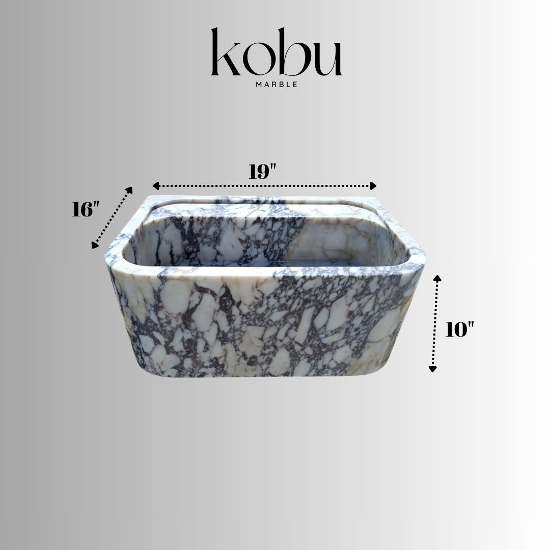 19" Custom Calacatta Viola Marble Sink