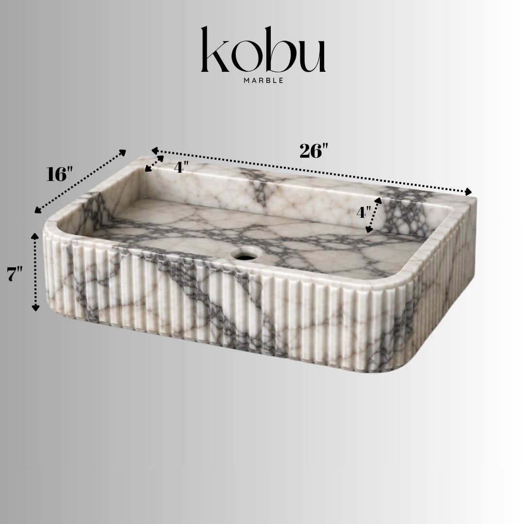 Custom Calacatta Viola Marble Sink 26"