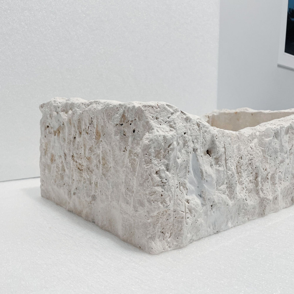 Unique Chiseled Travertine Stone Bathroom Sink - Kobu Marble