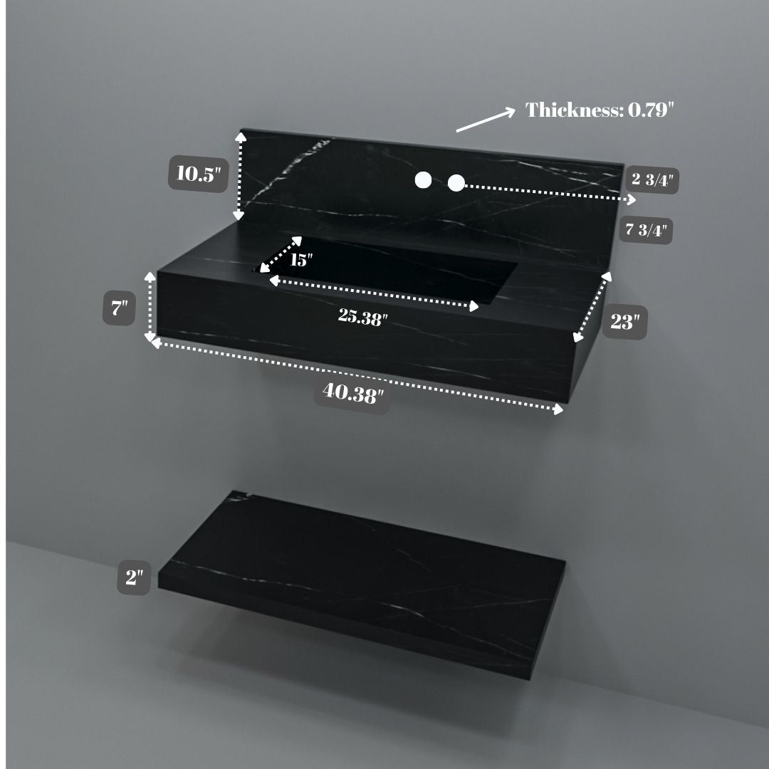 Custom Nero Marquina Wallmounted Sink / Honed/Matte