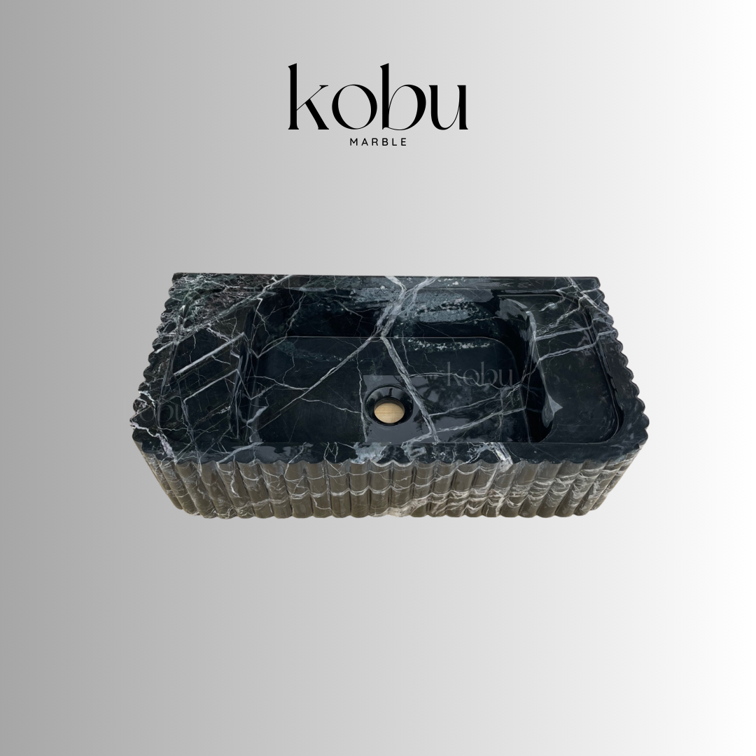 nero marquina marble sink