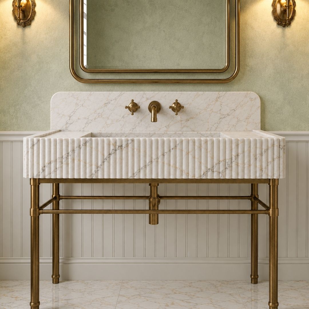 Custom 36" Calacatta Gold Marble Sink