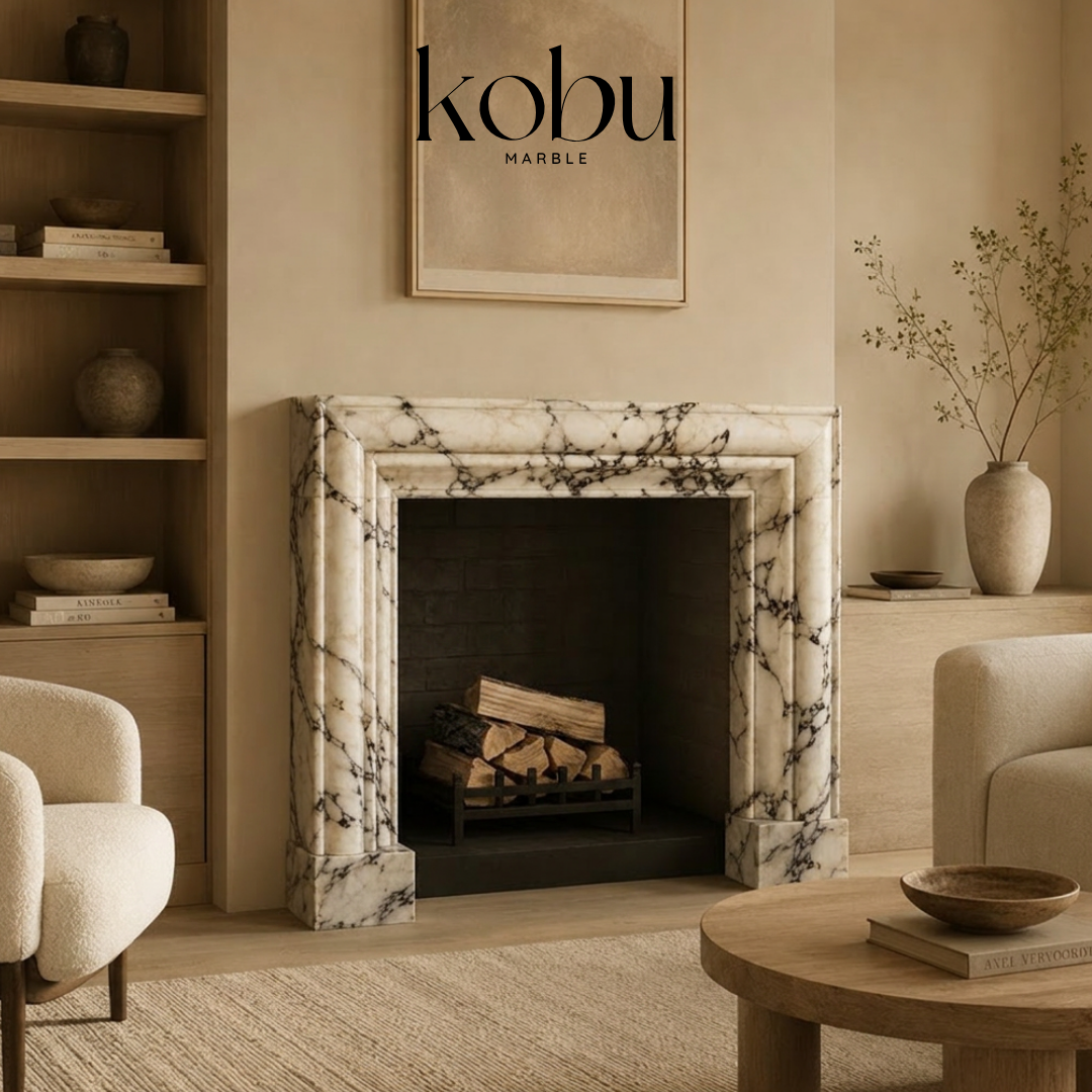 54” Calacatta Viola Marble Fireplace Surround