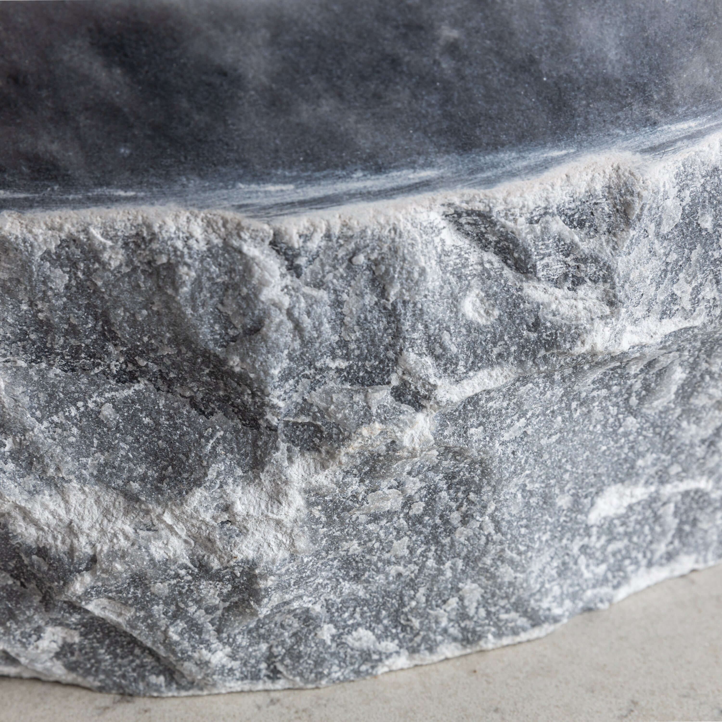 Chiseled Grey Marble Vessel Sink