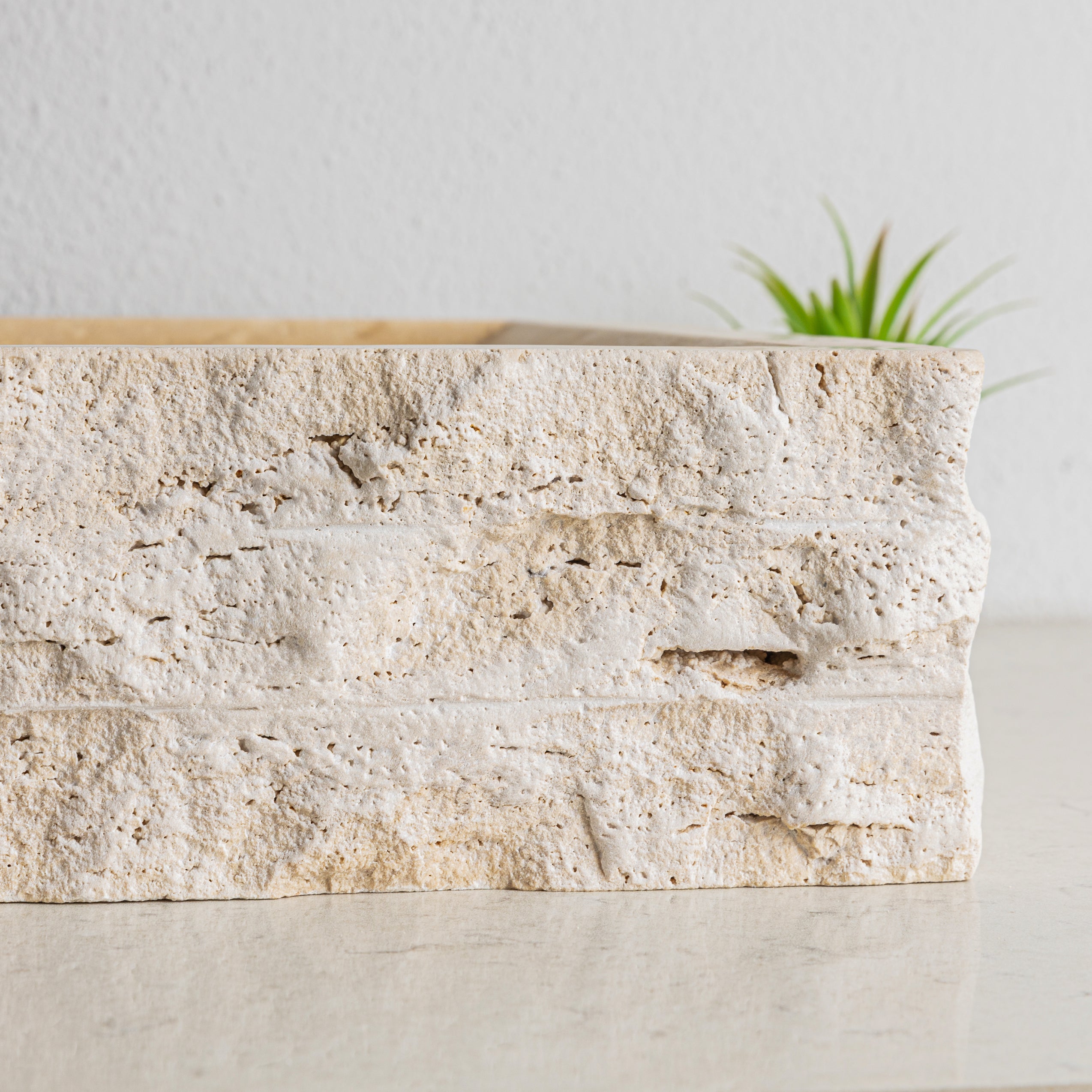 Chiseled Travertine Rectangular Slope Sink