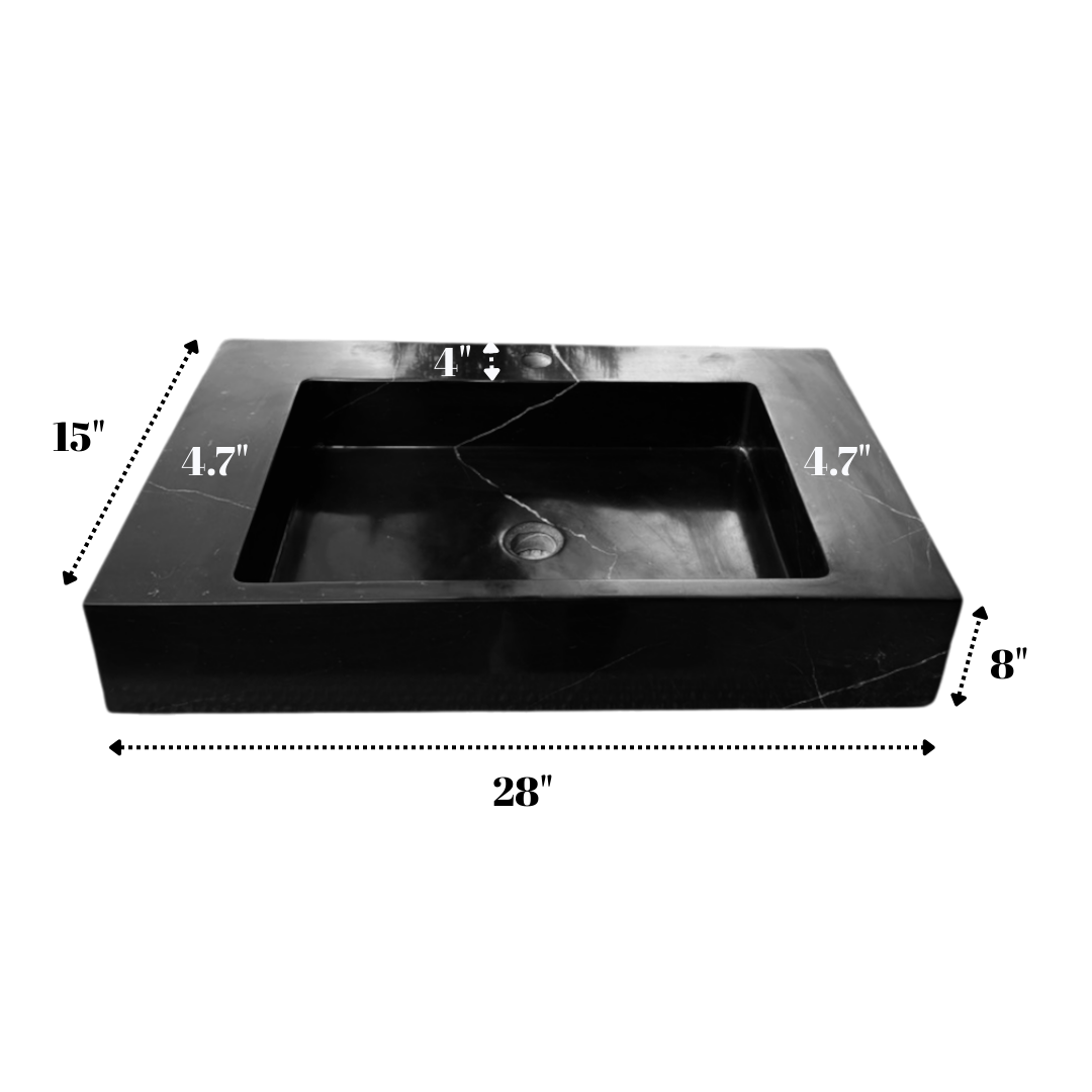 28" Custom White Marble Sink