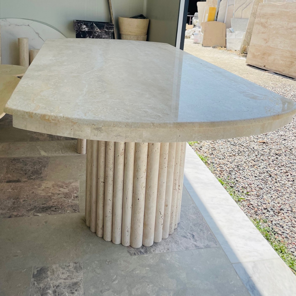 Stylish Polished Travertine Dining Table for Stylish Homes