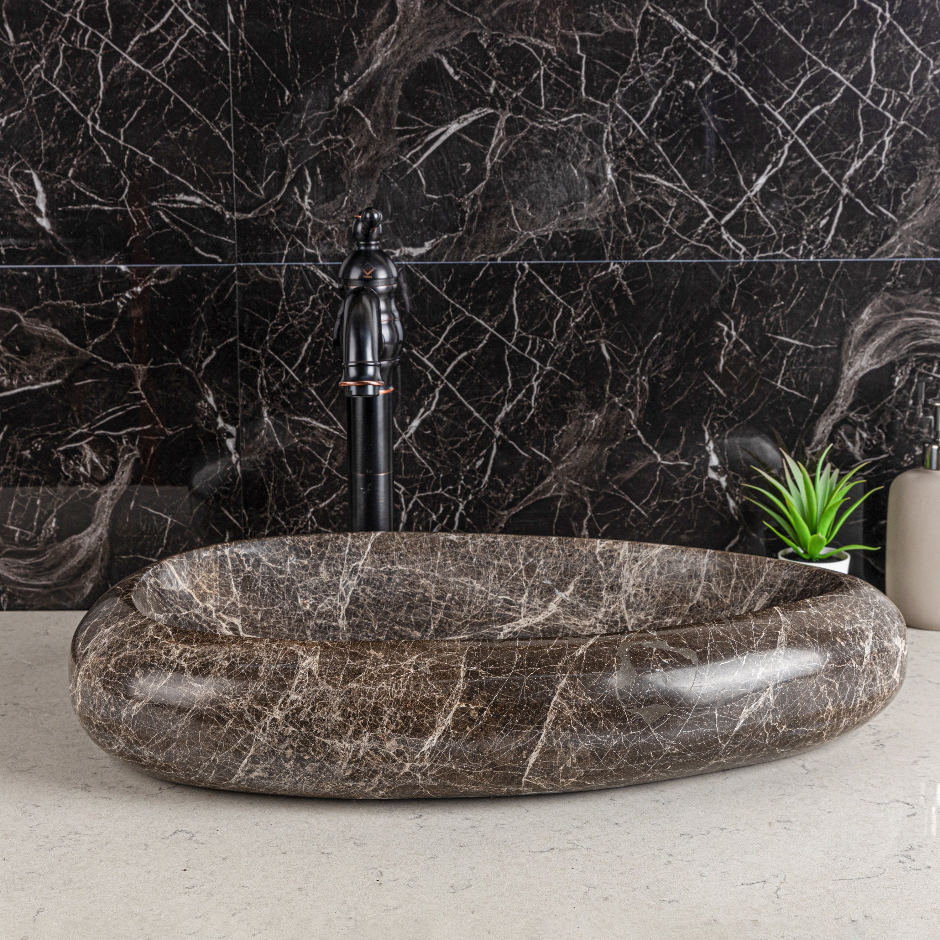 Grand Oval Emperador Marble Sink