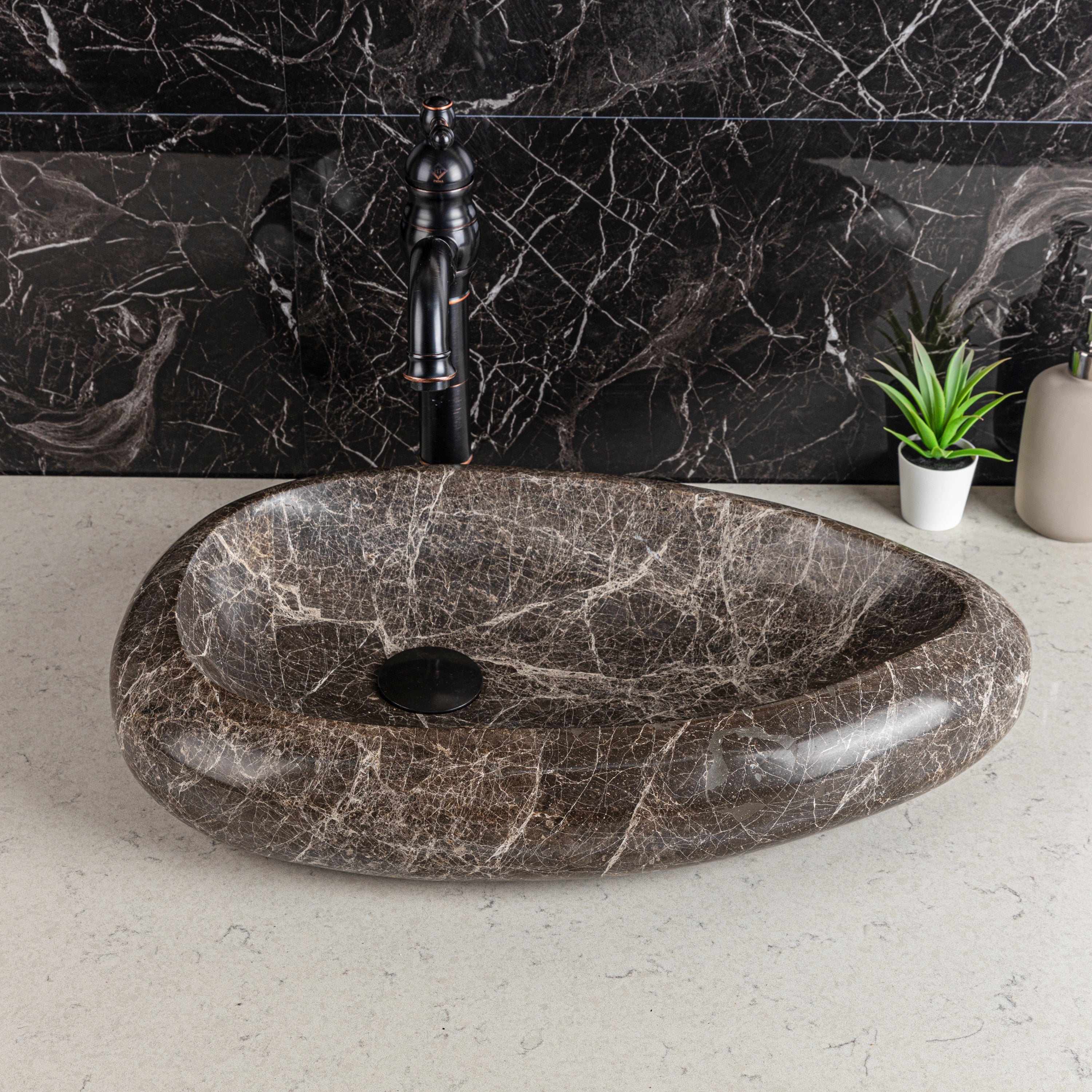 Grand Oval Emperador Marble Sink