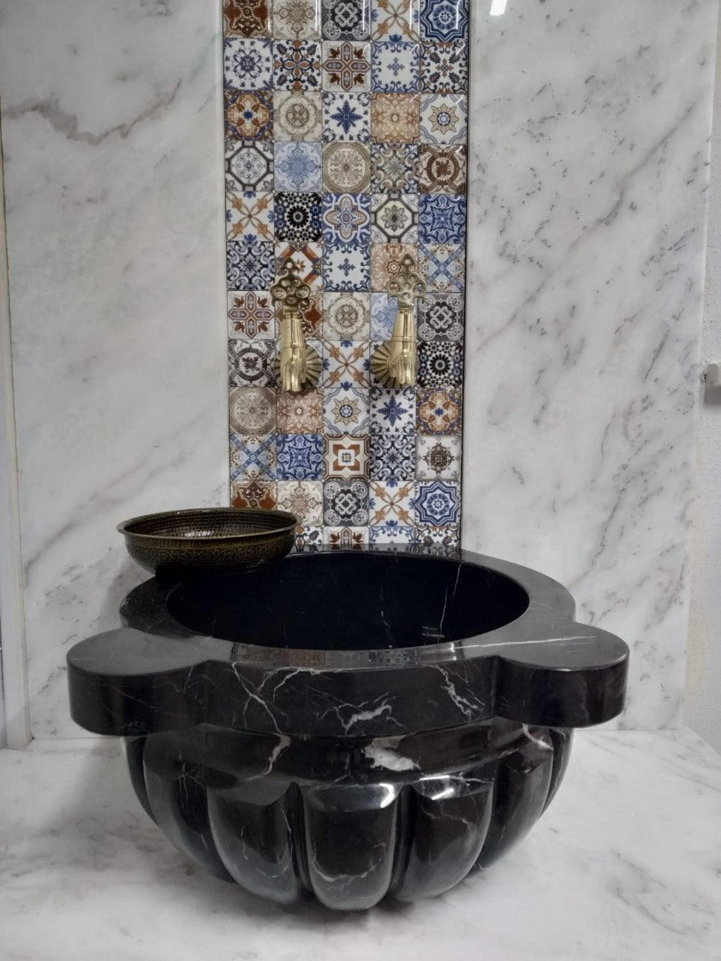 Nero Marquina Marble Majestic Hammam Sink