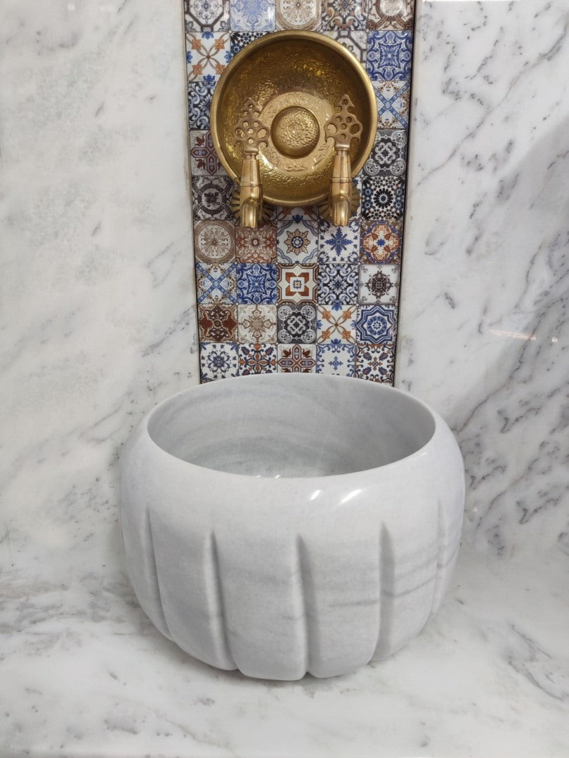 White Marble Sultan Hammam Sink