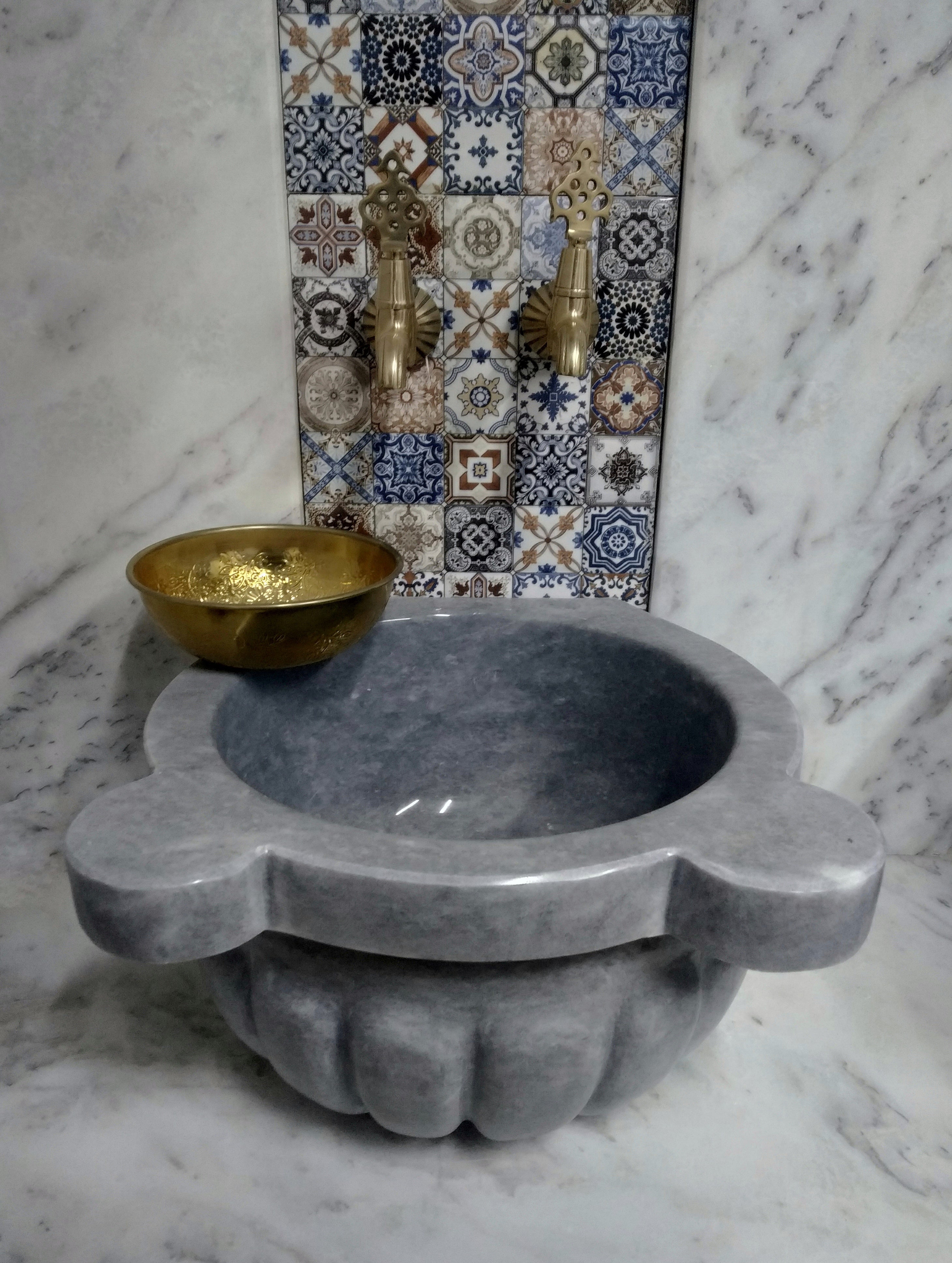 Grey Marble Majestic Hammam Sink