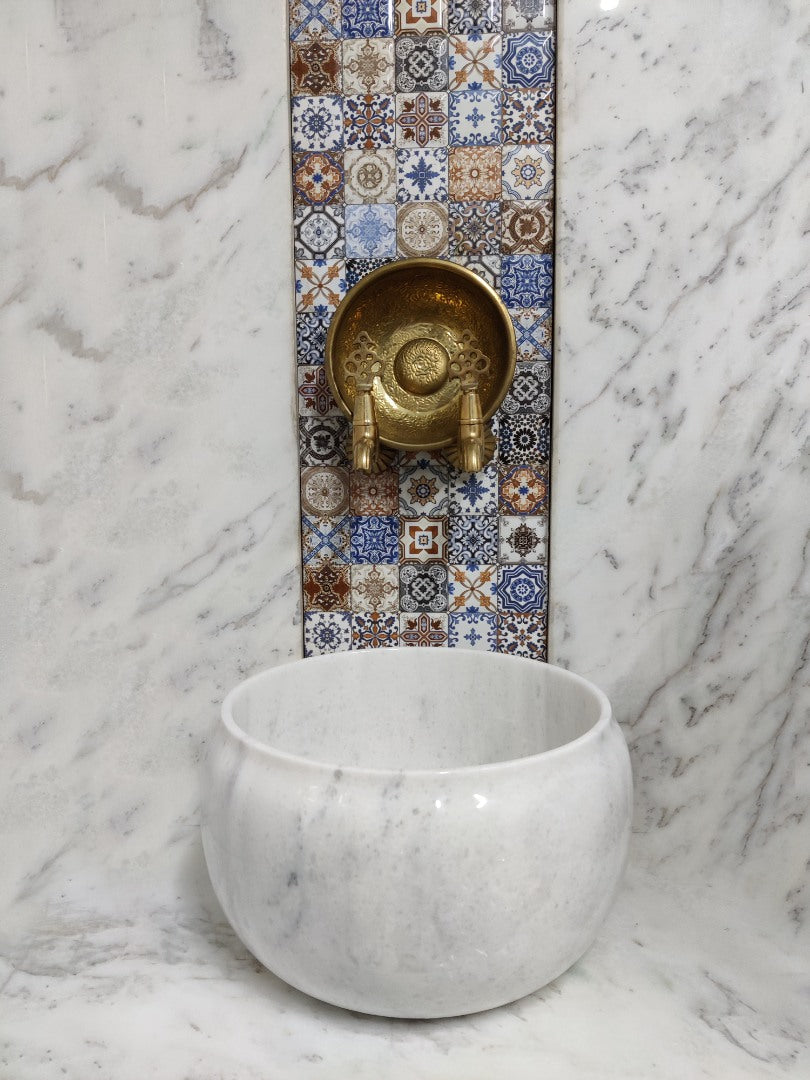 White Marble Modern Hammam Sink