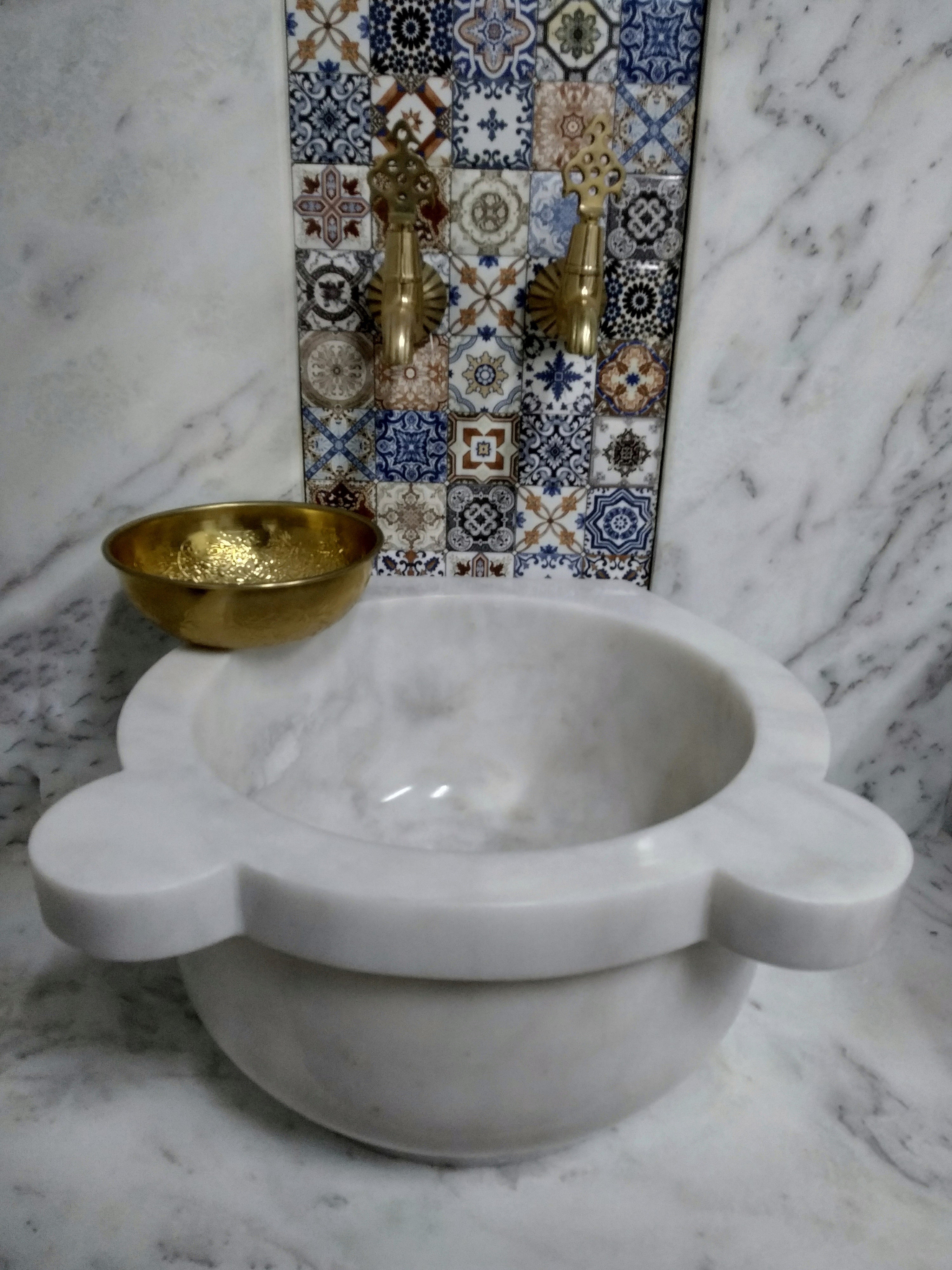 White Marble Anatolian Hammam Sink