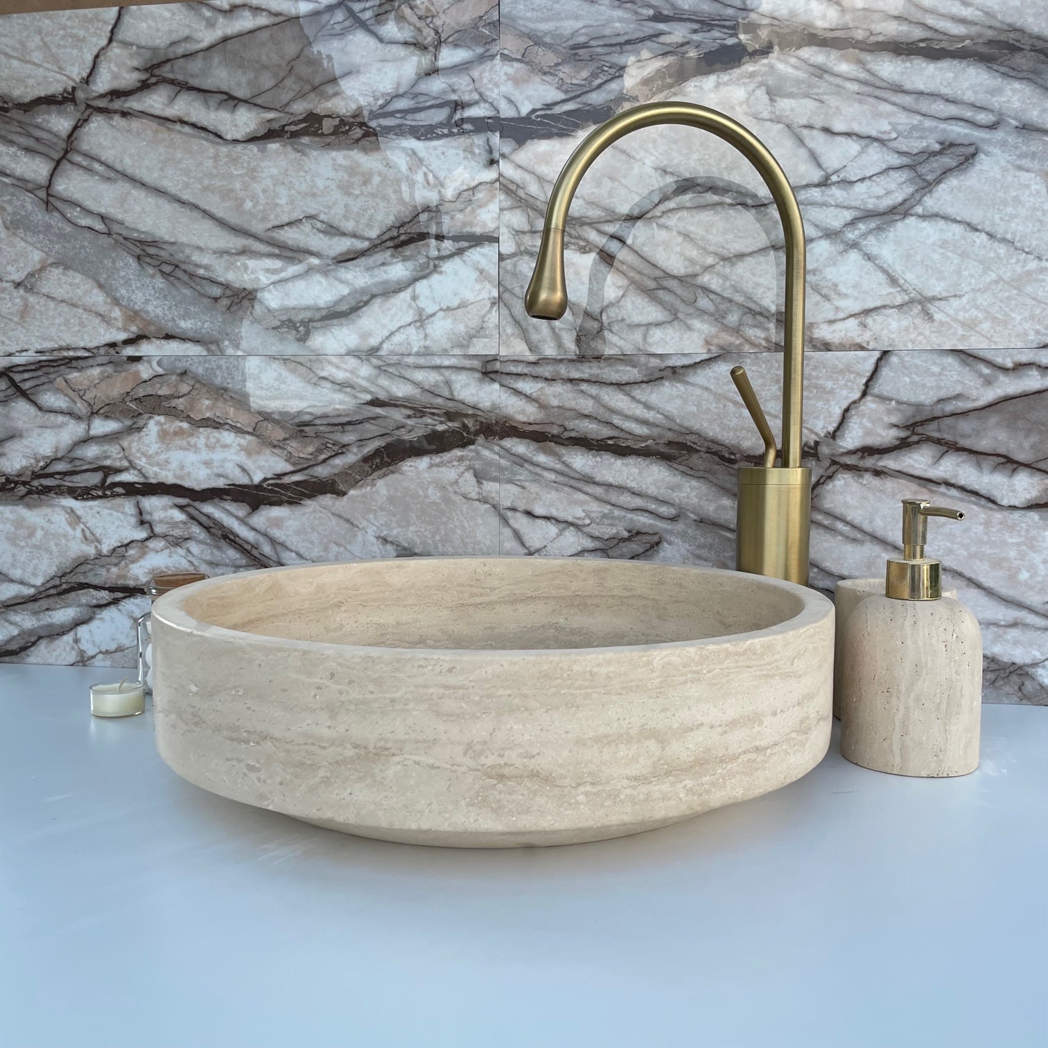 Travertine Hidden Drain Sink