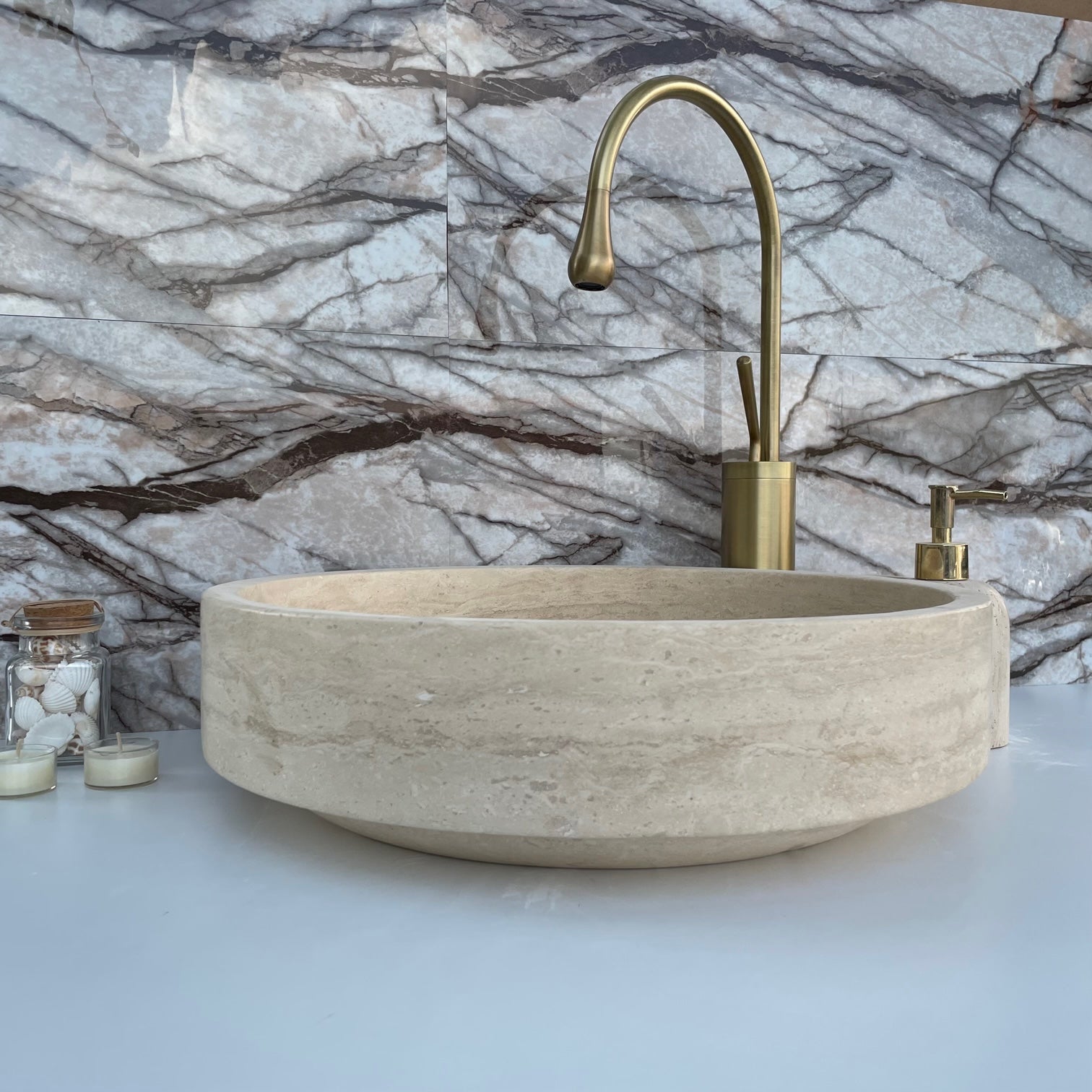 Travertine Hidden Drain Sink