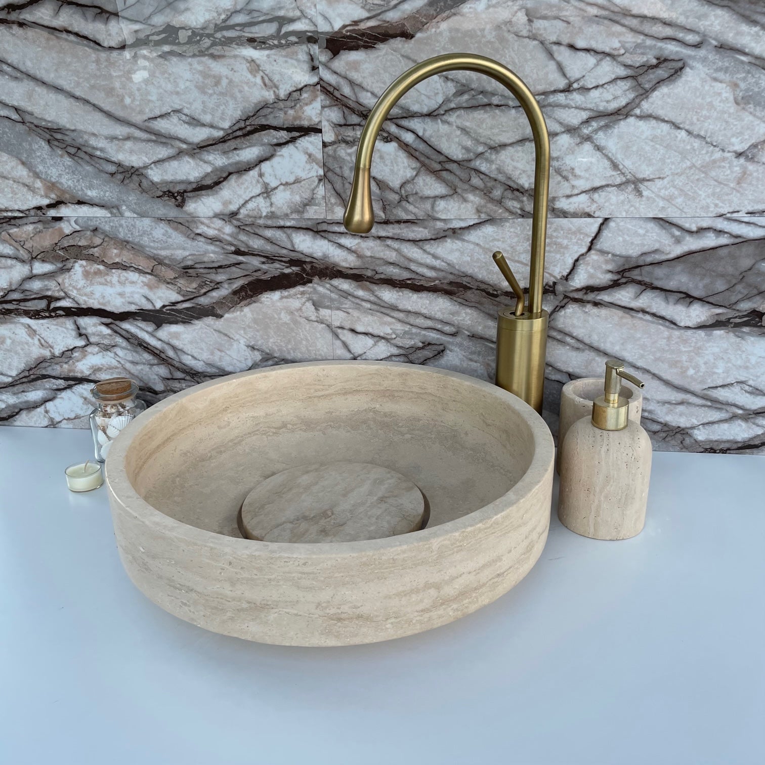 Travertine Hidden Drain Sink