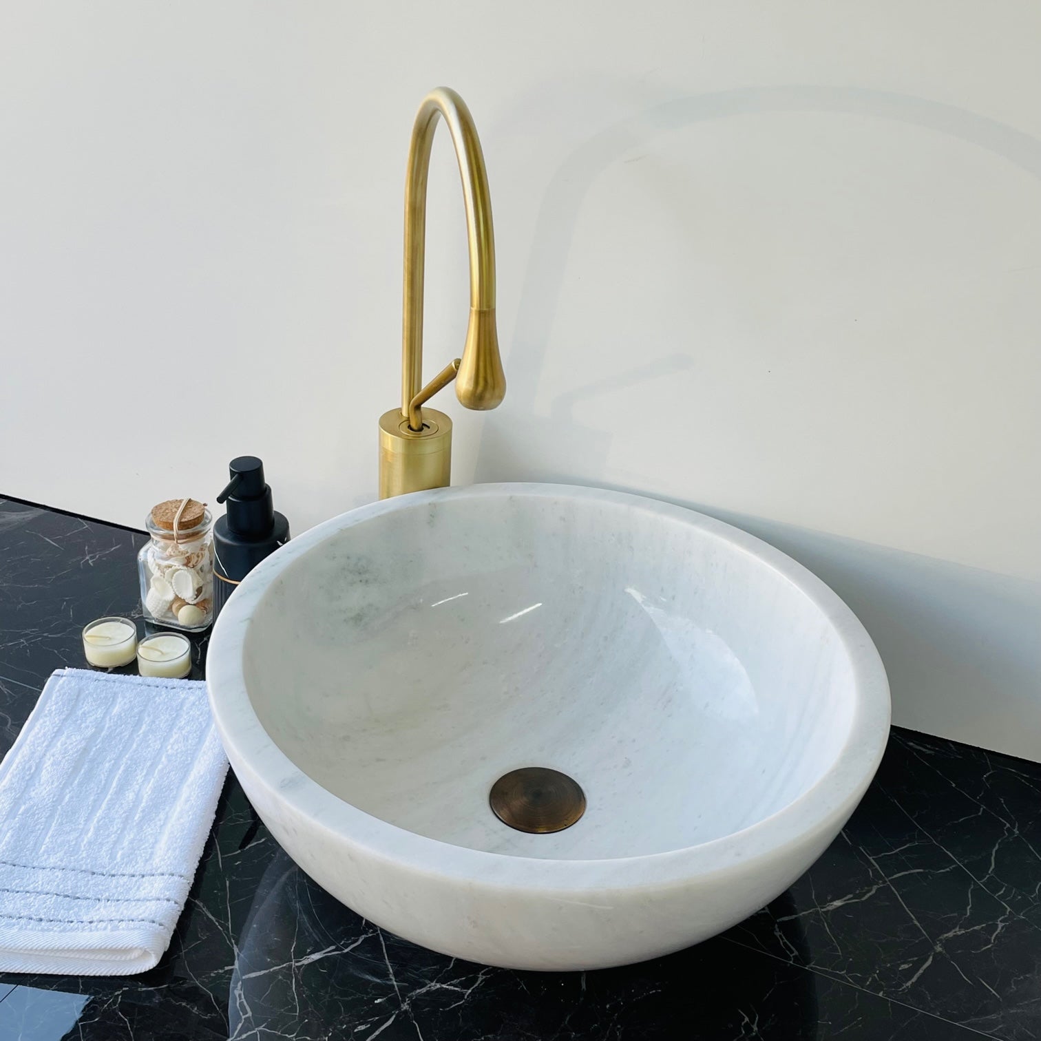 White Marble Oval Sink 