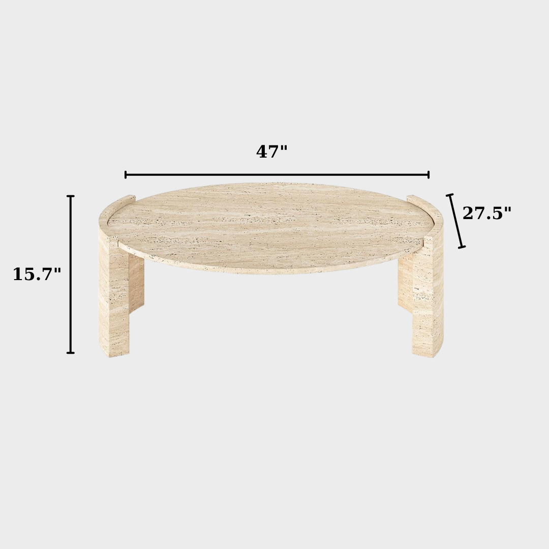 Oval Travertine Coffee Table