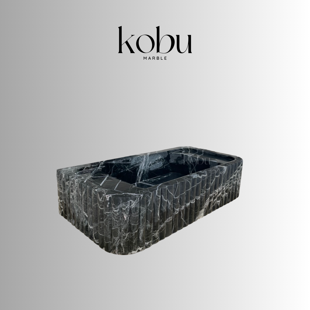 Nero Marquina Marble Fluted Sink