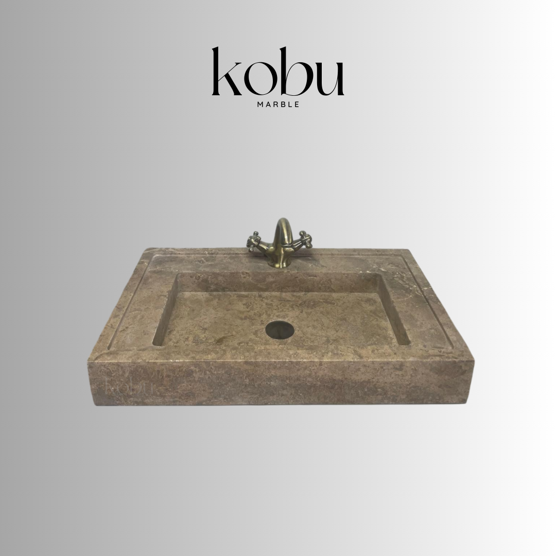 27" Rectangular Noche Travertine Sink