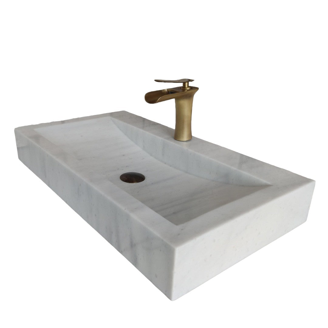 Rectangular White Marble Sink