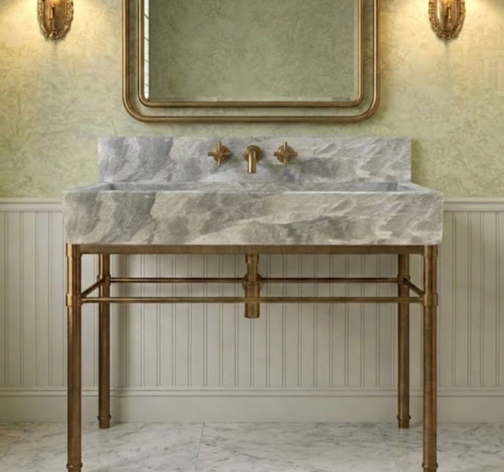Custom 36" Royal Beige Marble Sink,