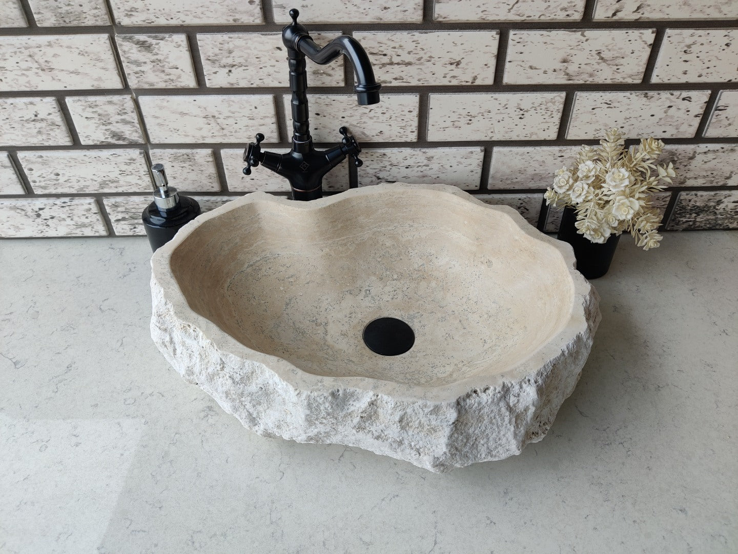 Stone Bathroom Sink Chiseled Travertine Vessel Bathroom Sink