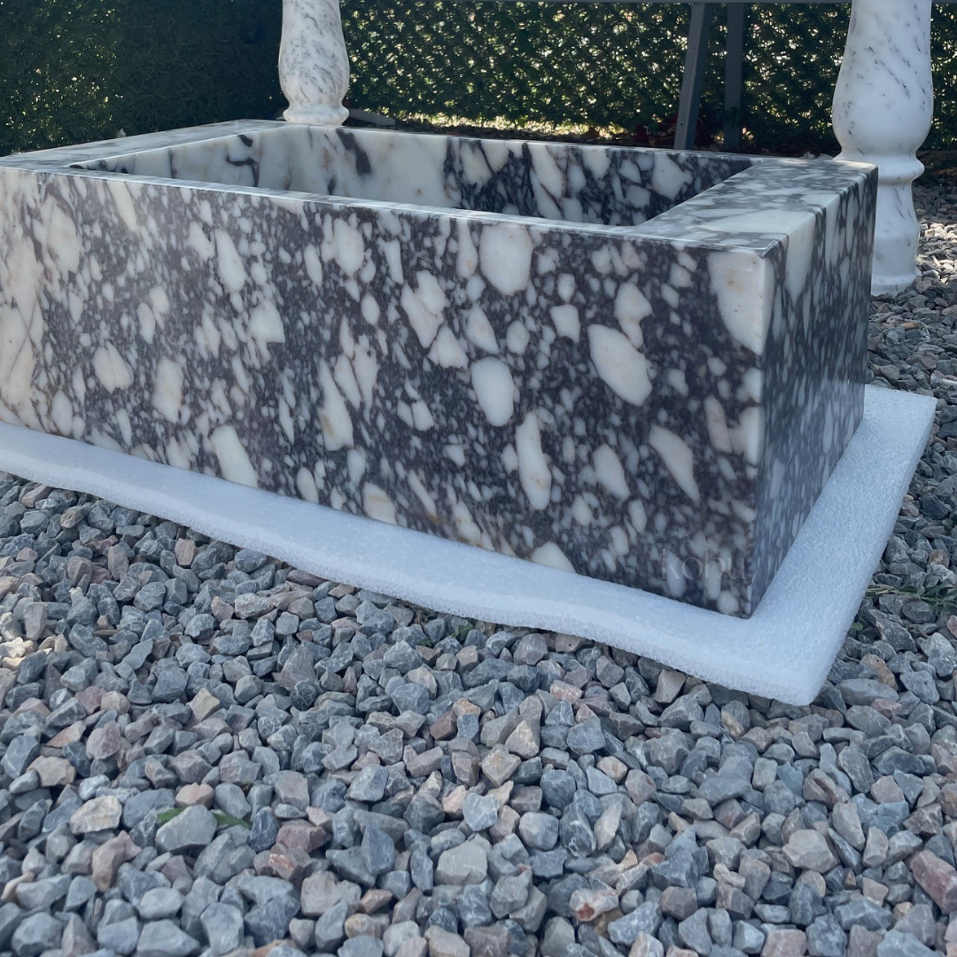 30" Wall Mounted Rectangular Calacatta Viola Marble Sink