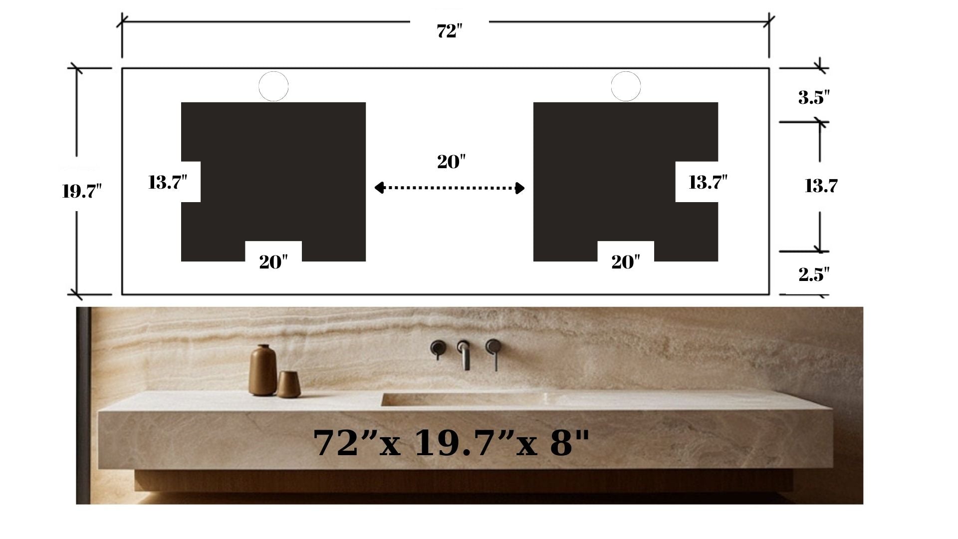 Custom Travertine Wallmounted Sink