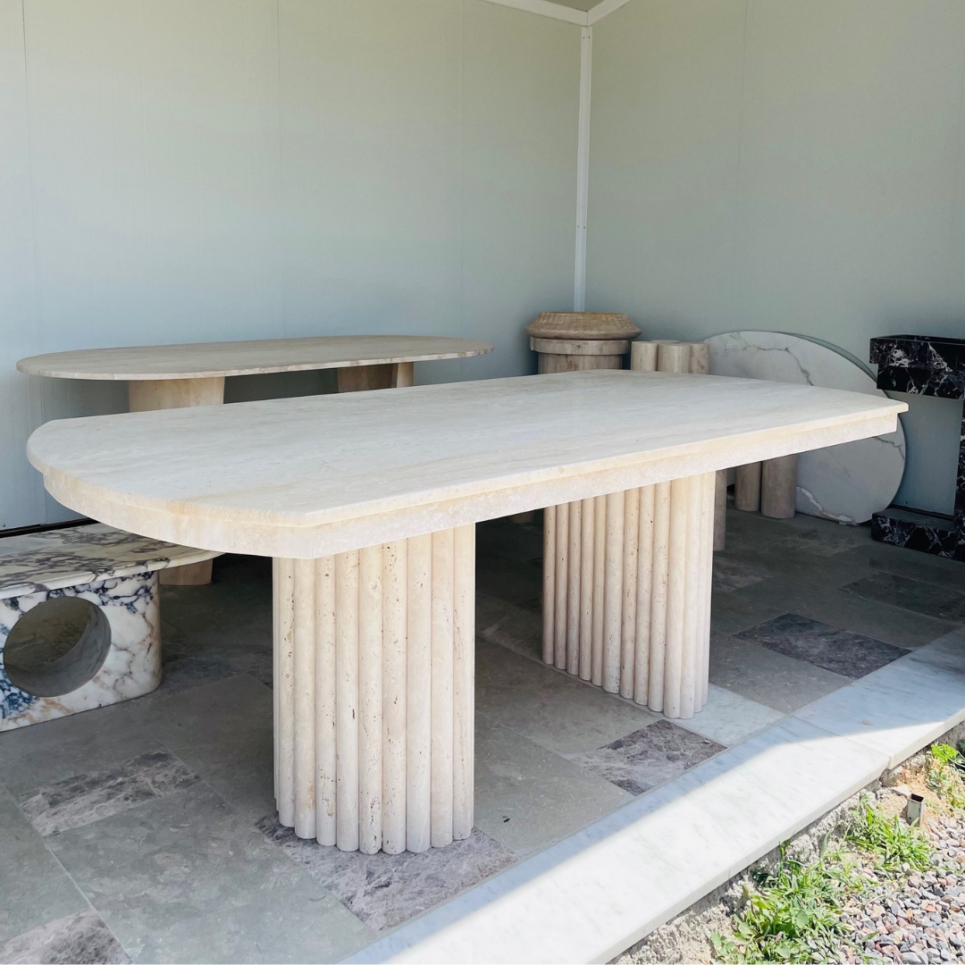 Polished Travertine Dining Table