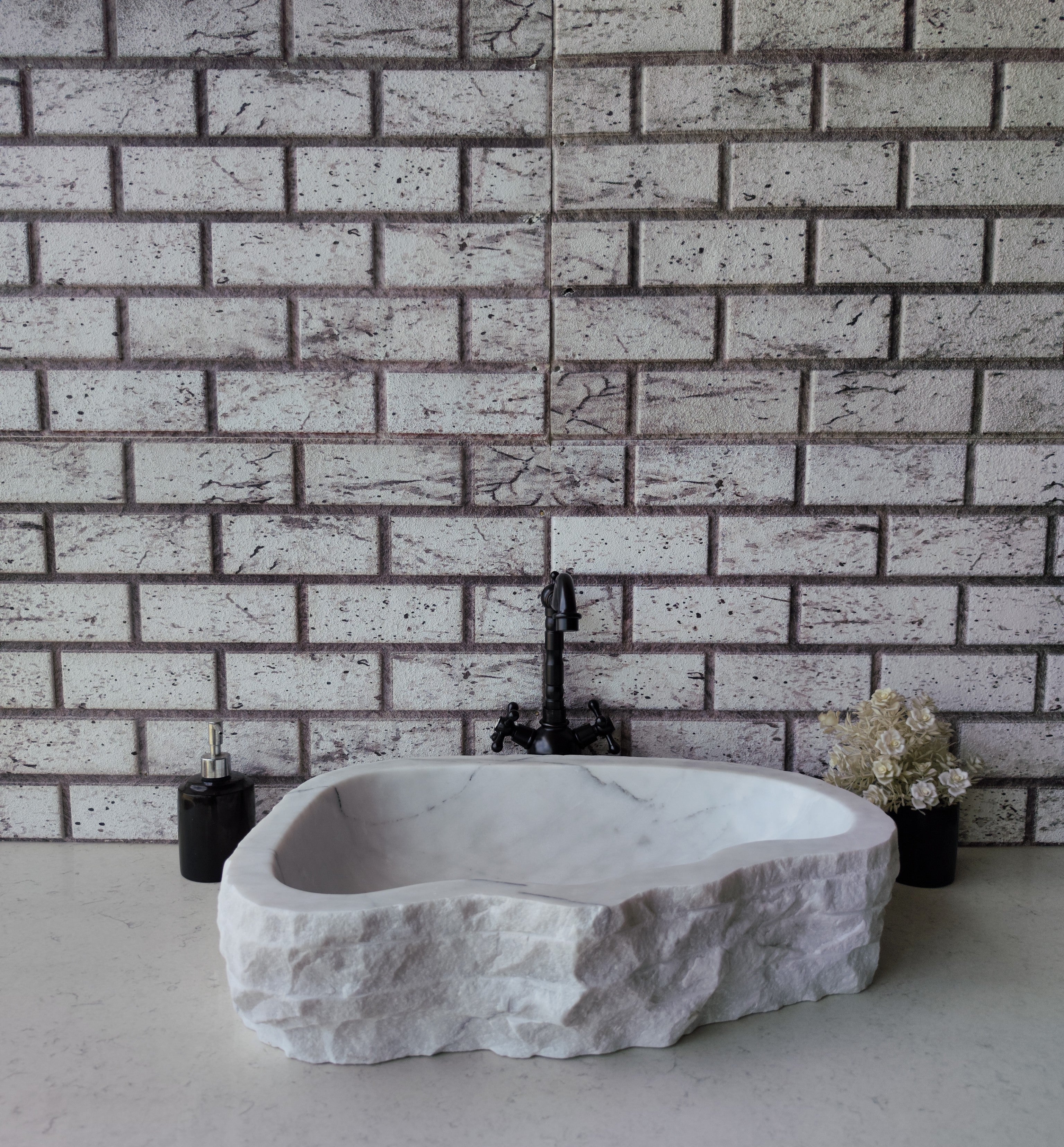 Stone Bathroom Sink Chiseled White Marble Bathroom Sink