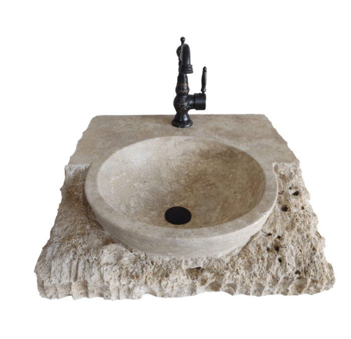 Stone Bathroom Sink Chiseled Travertine Vessel Bathroom Sink