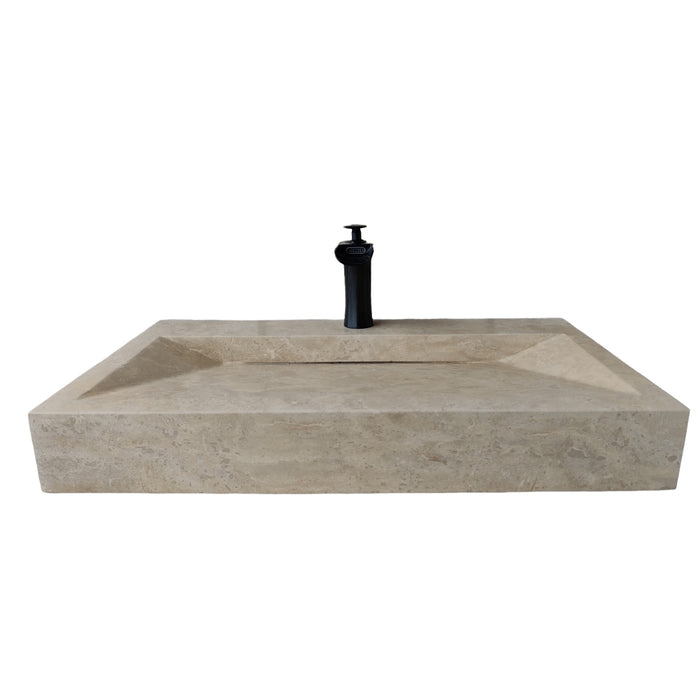 Rectangular Travertine Sink- Hidden Drain